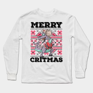 Ugly Christmas D20 Dice RPG Meme Role Play PnP Merry Critmas Long Sleeve T-Shirt